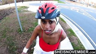 Public Nudity Bicycle Riding Babe Under Upskirt Booty, Tiny Msnovember Ebony Butt Reality 4k On Sheisnovember