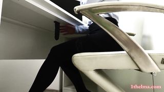 Horny and angry office girl apply a rude punish to her new black cock ! NO sound