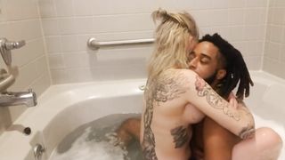 Interracial Couple Making Sex In Bathtub