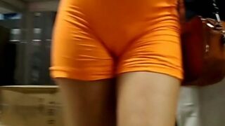 Casadinha de shortin laranja calcinha fincada Nice ass short