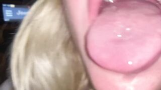 Blindfolded Blonde Sucks Cock and Swallows my Cum