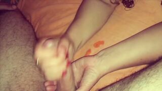 Wife Handjob Cum on Hands