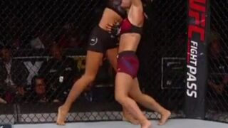 Abusive Oblique Knee Attack on Tough Small MMA Girl