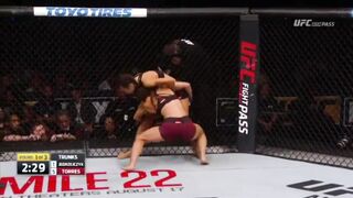 Abusive Oblique Knee Attack on Tough Small MMA Girl