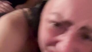 Cumslut sucks cock and takes hard pounding before getting big load blown all over face