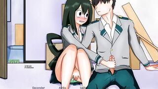 Masturbando a la bella Tsuyu de My Hero Academy - RE:Hero Academy