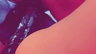 Huge dildo sliding out of my wet tight pussy