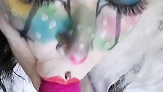 Goth Clown Girl gives Daddy a Deepthroat Blowjob