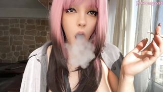 Pink Hair Step Sister smoking for you (full vid on my 0nlyfans/ManyVids)