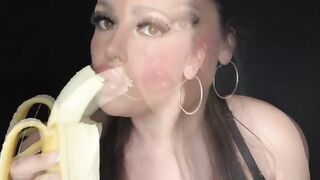 Hot MILF eating banana