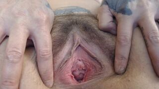 Sexy Gaping Pussy Spreading Hairy Bush