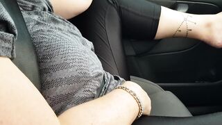 Kiwi trashy MILF slut plays with herself in the car for Master before hardcore creampie fuck