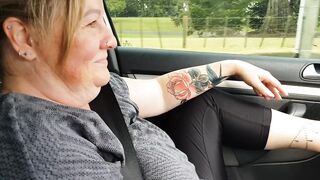 Kiwi trashy MILF slut plays with herself in the car for Master before hardcore creampie fuck