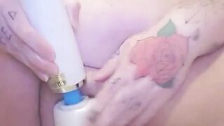 Big Belly BBW Plays With Hitachi Close up