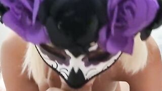 Amazing blowjob from my shy masked stepsister