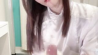 [English sub] Handjob Japanese beauty taking semen sample