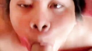 Amateur Starpuff deepthroating big curved cock