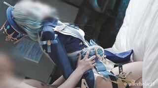 Genshin Impact Furiina cosplaying multiple orgasm hentai video