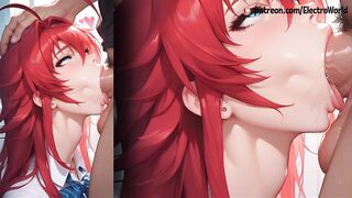 Rias Gremory squeezes cock with her big tits