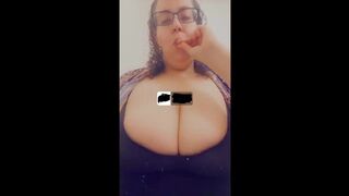 Bouncing tits while smoking