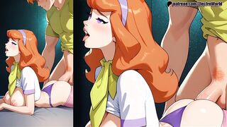 Daphne Blake spreads her pussy and gets cum on her tongue!