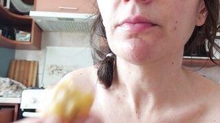 Sexy wife eats a peach hairy pussy big ass ???? Hot brunette big ass big tits big nipples hairy pussy