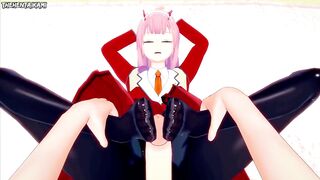 Zero Two from Darling in the Franxx Gives You A Footjob Hentai POV