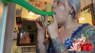 Throat training with my new tentacle toy full video avail on my Fansly