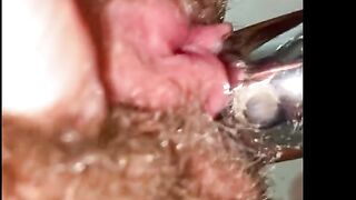 Hairy Pussy Fucks The Bathroom Sink