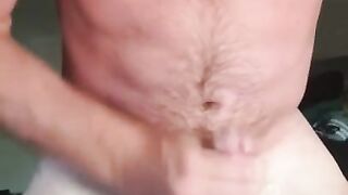 Nipple play, stroke with my quads, ginger stud cum