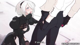 neir autonoma hentai 2B getting creampied in her tight asshole 2В animation