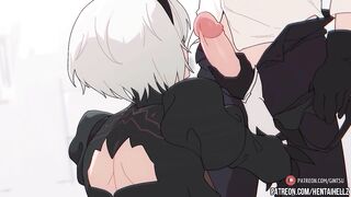 neir autonoma hentai 2B getting creampied in her tight asshole 2В animation