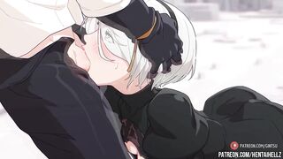 neir autonoma hentai 2B getting creampied in her tight asshole 2В animation