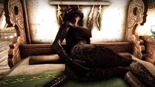 Female mage Argonian can't stop masturbating with a magic dildo.