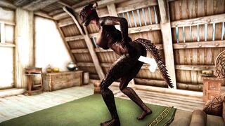 Female mage Argonian can't stop masturbating with a magic dildo.