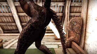 Female mage Argonian can't stop masturbating with a magic dildo.