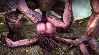 Female alchemist Argonian becomes a troll's semen tank and gets fucked by a large penis.