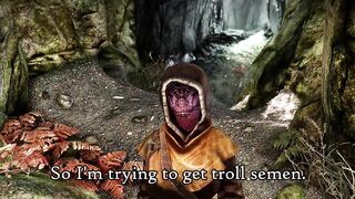 Female alchemist Argonian becomes a troll's semen tank and gets fucked by a large penis.