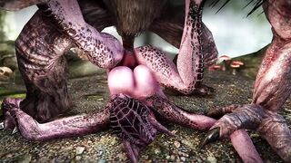 Female alchemist Argonian becomes a troll's semen tank and gets fucked by a large penis.