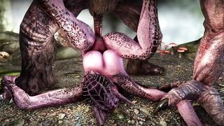 Female alchemist Argonian becomes a troll's semen tank and gets fucked by a large penis.