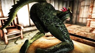 Female warrior Argonian masturbates & gets fucked by Embry