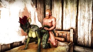 Female warrior Argonian masturbates & gets fucked by Embry