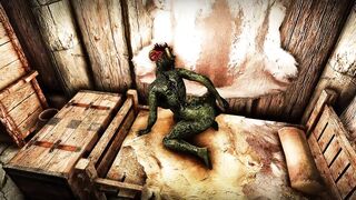 Female warrior Argonian masturbates & gets fucked by Embry