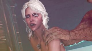 A Huge Ogre Fucks Ciri in the Mouth