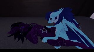 Horny dragon-girl fucks cute wickerbeast after a movie