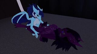 Horny dragon-girl fucks cute wickerbeast after a movie