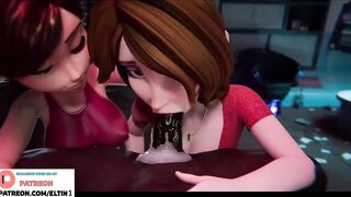 Aunt Cass And Elastigirl Do Hot Double Bbc Blowjob And Getting Cum In Mouth | Cartoon Hentai 60fps