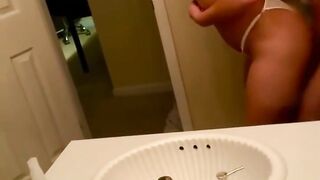 Pounding my girlfriends round ass on the bathroom sink