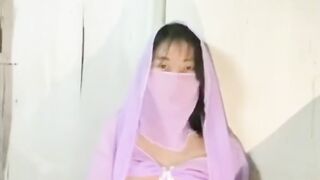 Beautiful Girl Purple Lingerie Masturbation