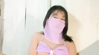 Beautiful Girl Purple Lingerie Masturbation